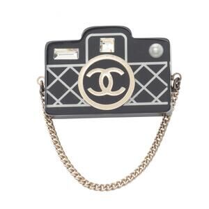 CHANEL Authentic Black Logo Brooch